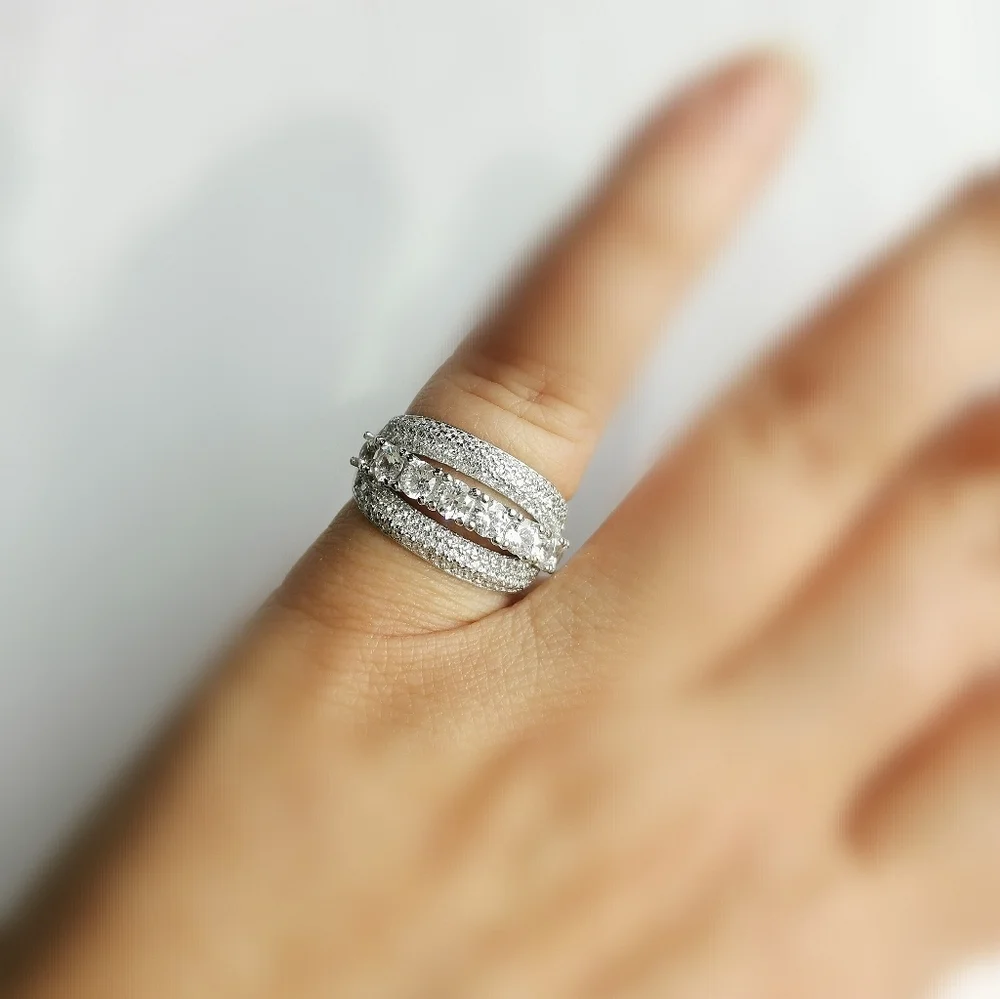 CZ half eternity band ring in Sterling Silver size 7